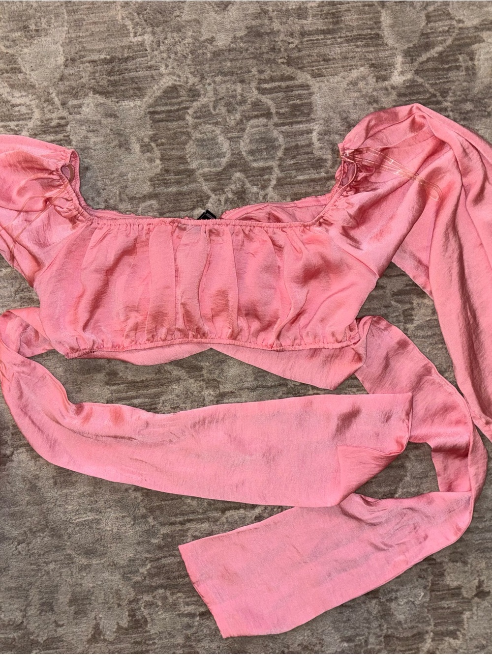 Windsor Pink Off-Shoulder Tie-Back Crop Top